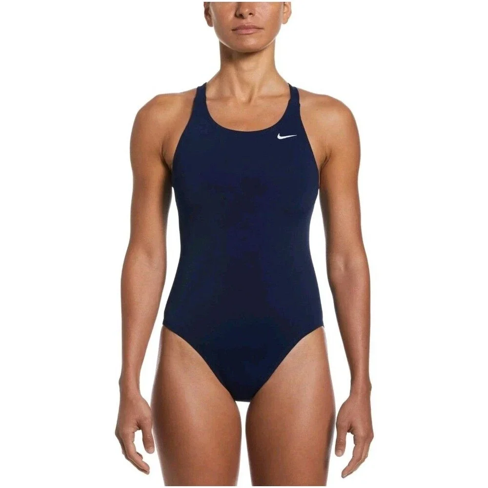 Nike Girl's Swim HydraStrong Navy Essential Fastback 1 Piece Sz 24 New